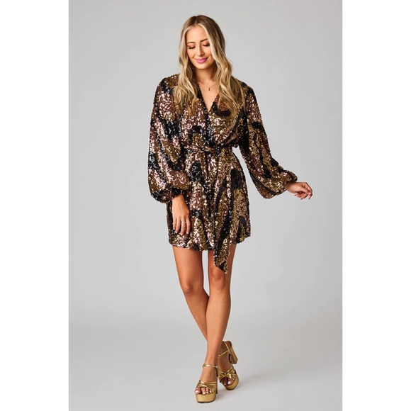 Buddy Love | Sequin Wrap Dress. - Picture 3 of 10
